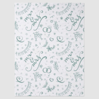 Mr and mrs cute doodles in sage tissue paper