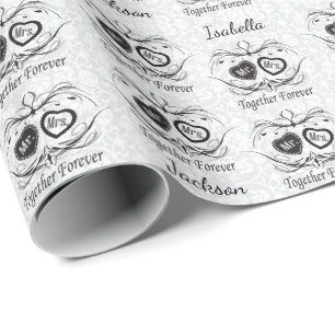 Mr and Mrs Damask Styled Wedding Design Wrapping Paper