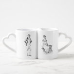 Mr. and Mrs. Darcy Coffee Mug Set<br><div class="desc">Engraved illustrations featuring the classic Jane Austen lovers,  Mr. Darcy and Elizabeth Bennet,  from the novel Pride and Prejudice with Regency-style text.</div>