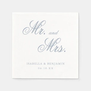 Mr. and Mrs. Elegant Formal Dusty Blue Wedding Napkin