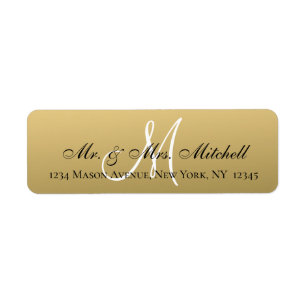 Mr and Mrs Elegant Gold Black Monogram Wedding