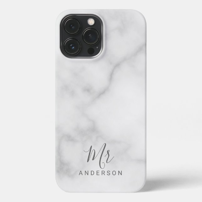 Mr and Mrs | Elegant Marble Modern Script iPhone C iPhone Case (Back)