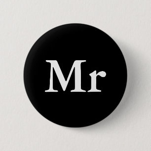 Mr and Mrs   elegant modern matching couple 6 Cm Round Badge