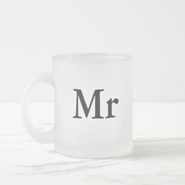 Mr and Mrs | elegant modern matching couple Frosted Glass Coffee Mug (Left)