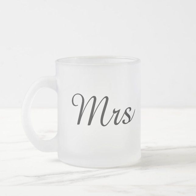 Mr and Mrs | elegant modern matching couple Frosted Glass Coffee Mug (Left)