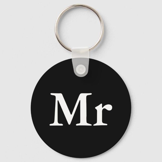 Mr and Mrs | elegant modern matching couple Key Ring (Front)
