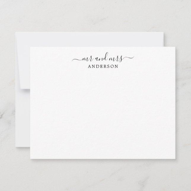 Mr and Mrs Elegant Script Calligraphy Newlyweds Card (Front)