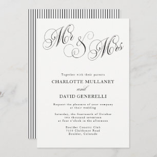 Mr. and Mrs. Elegant Script Wedding Invitation