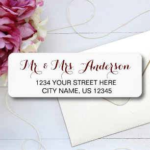 Mr And Mrs Elegant Script Wedding Name Address