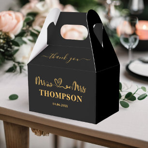 Mr and Mrs Elegant Simple   Black Gold Favour Box