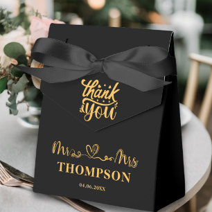 Mr and Mrs Elegant Simple   Black Gold Favour Box