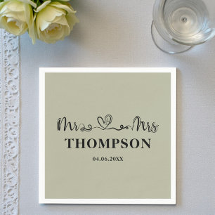 Mr and Mrs Elegant Simple Cement Grey Napkin