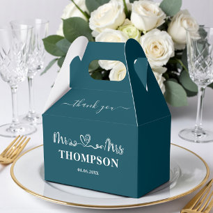 Mr and Mrs Elegant Simple   Deep Teal Favour Box