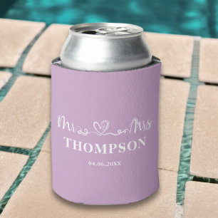 Mr and Mrs Elegant Simple   Lilac Purple Can Cooler