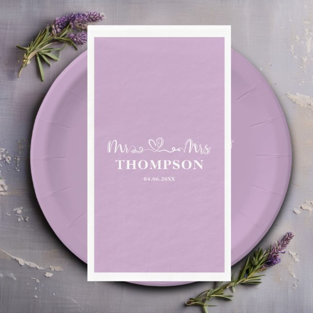 Mr and Mrs Elegant Simple | Lilac Purple Napkin (Creator Uploaded)