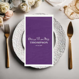 Mr and Mrs Elegant Simple   Purple Napkin