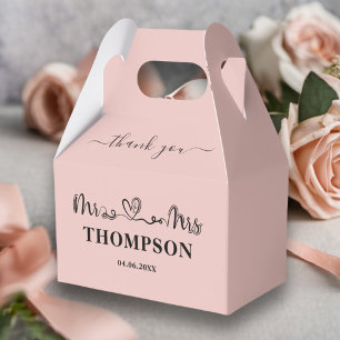 Mr and Mrs Elegant Simple   Rose Gold Favour Box