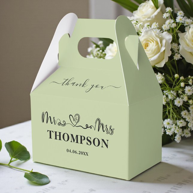 Mr and Mrs Elegant Simple | Sage Green Favour Box (Creator Uploaded)