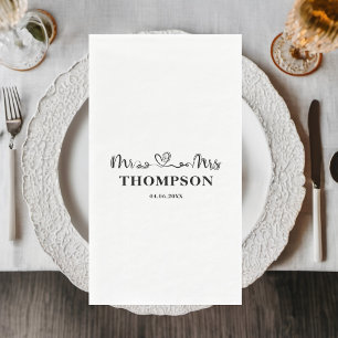 Mr and Mrs Elegant Simple   White Napkin