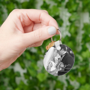 Mr. and Mrs. Elegant Stylish Photo Personalised Key Ring