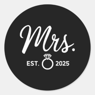 Mr. And Mrs. Engagement Tees Just Married Wedding Classic Round Sticker