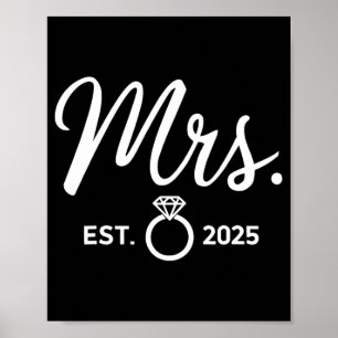 Mr. And Mrs. Engagement Tees Just Married Wedding Poster