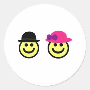 Mr. and Mrs Face Classic Round Sticker