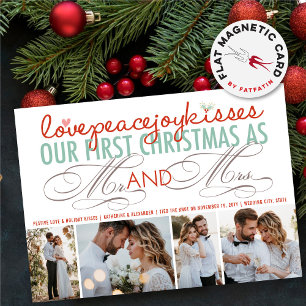 Mr And Mrs First Christmas 4 Photo Magnetic Card