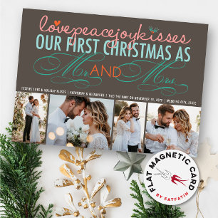 Mr And Mrs First Christmas 4 Photo Magnetic Card