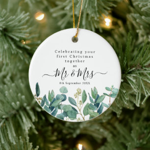 Mr and Mrs First Christmas Ceramic Tree Decoration