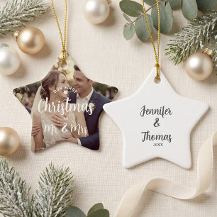 Mr and Mrs First Christmas Custom Name Keepsake  Ceramic Tree Decoration