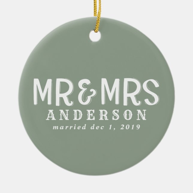 Mr and Mrs first Christmas decoration (Front)