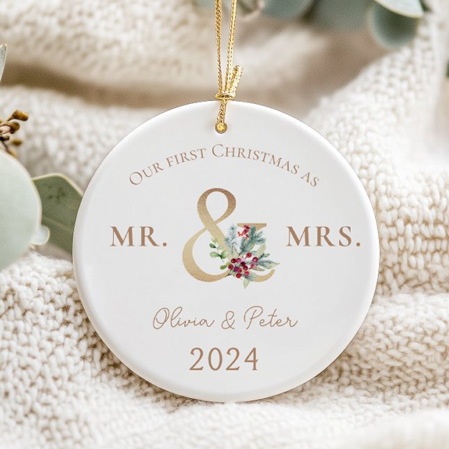 Mr and Mrs First Christmas Married Photo  Ceramic Tree Decoration (Creator Uploaded)