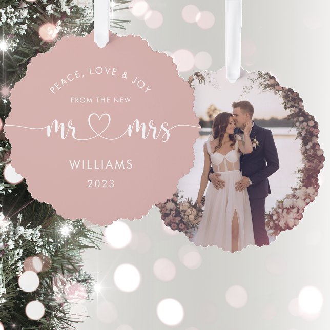 Mr and Mrs First Christmas Photo  Tree Decoration Card (Creator Uploaded)
