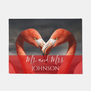Mr and Mrs Flamingos in love Doormat