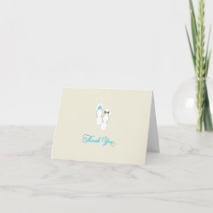 Mr And Mrs Flip Flops Blue Daisies Beach Wedding Thank You Card