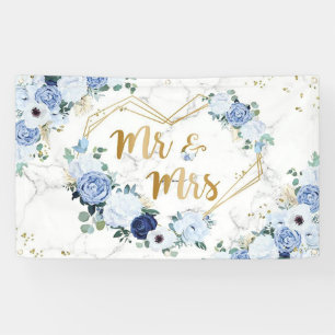 Mr and Mrs Floral Backdrop Couple Wedding Party Banner