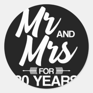 Mr. And Mrs. For 20 Years 20th Wedding Anniversary Classic Round Sticker