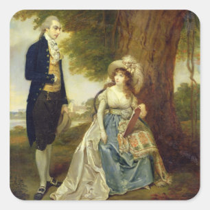 Mr and Mrs Fraser, c.1785-90 (oil on canvas) Square Sticker