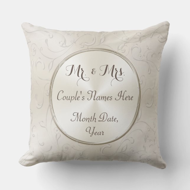 Mr and Mrs Gift Ideas, Personalised Wedding Pillow (Front)