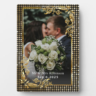 Mr. and Mrs. Gold Frame Wedding Photo Plaque