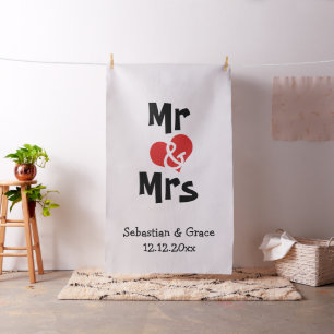 Mr and Mrs Heart Custom wedding Photo Backdrop