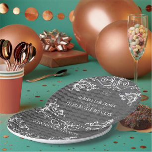 Mr. and Mrs. Heart Pattern Chalkboard Style Paper Plate