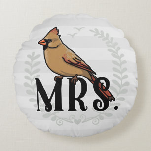 Mr and Mrs His and Hers Mrs. Cardinal Round Cushion
