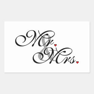 Mr. and Mrs. Husband Wife His Her Newly Weds Rectangular Sticker