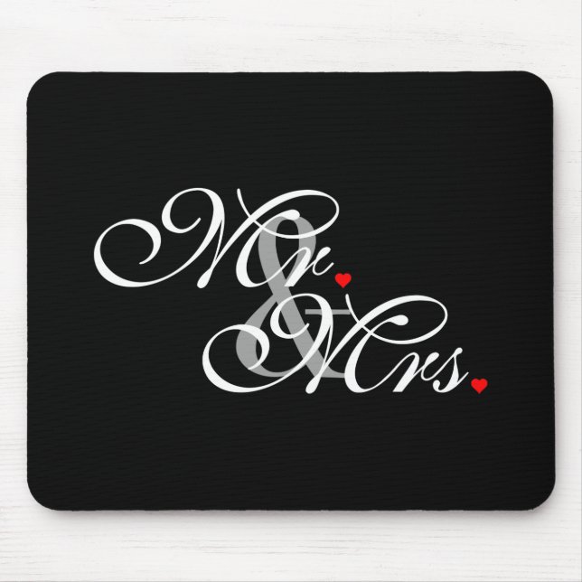 Mr. and Mrs. Husband Wife His Hers Newly Weds Mouse Mat (Front)