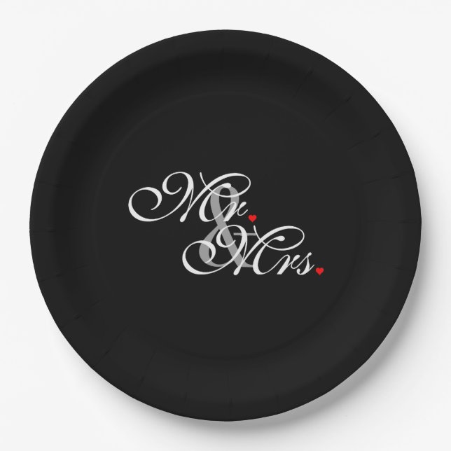 Mr. and Mrs. Husband Wife His Hers Newly Weds Paper Plate (Front)