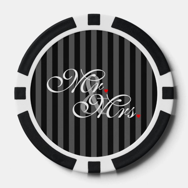Mr. and Mrs. Husband Wife His Hers Newly Weds Poker Chips (Front)