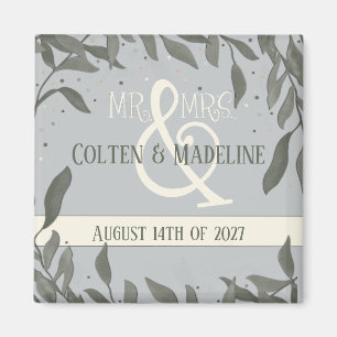 Mr. and Mrs. Inspirivity Modern Elegant Leaves Magnet