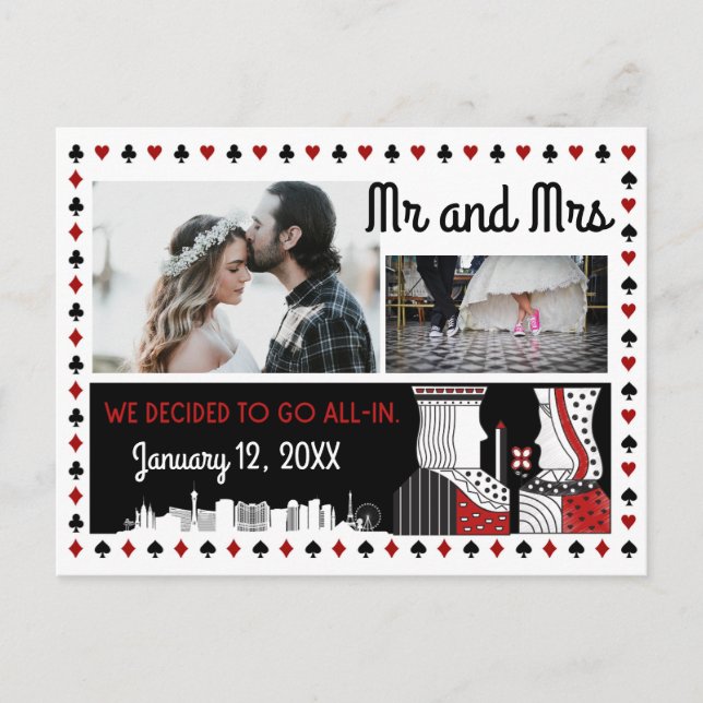 Mr and Mrs Las Vegas Elopement Announcement Postcard (Front)